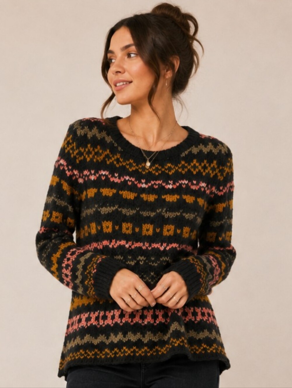 Free People Fair Isle Knit Sweater Medium EUC